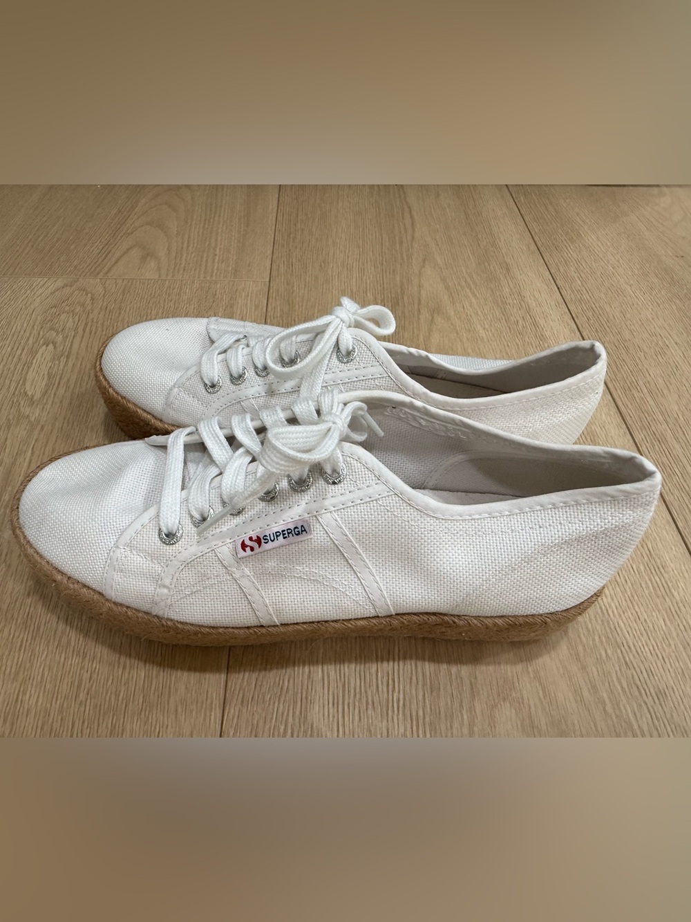 Superga White Canvas Espadrille Platform Sneakers Women’s 9 EU 40